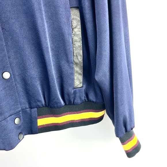 DKNY x Cara Delevingne Midnight Striped-Trim Varsity Jacket - Picture 6 of 12